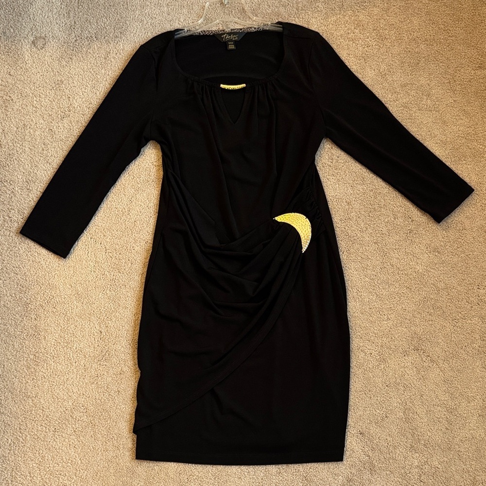 Thalia Sodi Black Cocktail Dress with Gold Detail